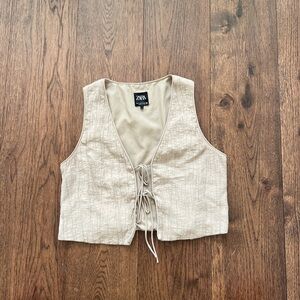 Zara Tie Front Tan Vest